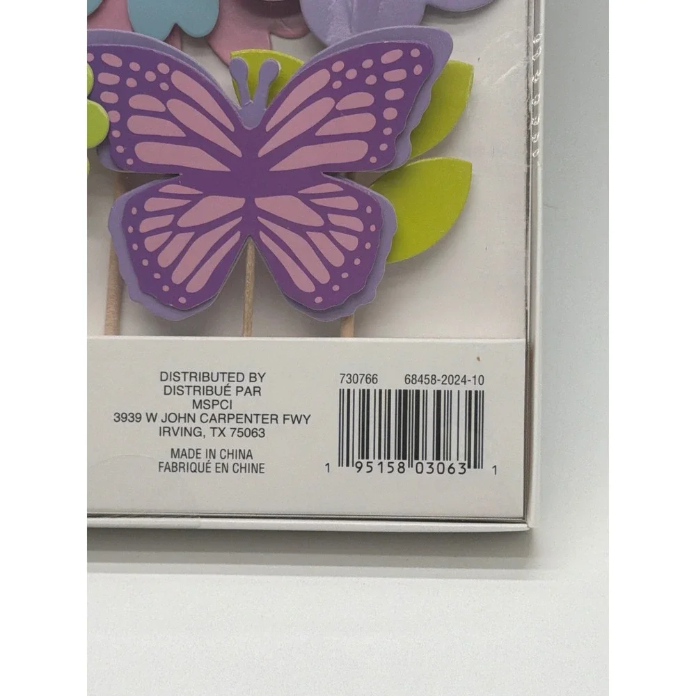 Celebrate It 15pc Cake Topper Set Butterfly Flower Garden Party Decor 730766